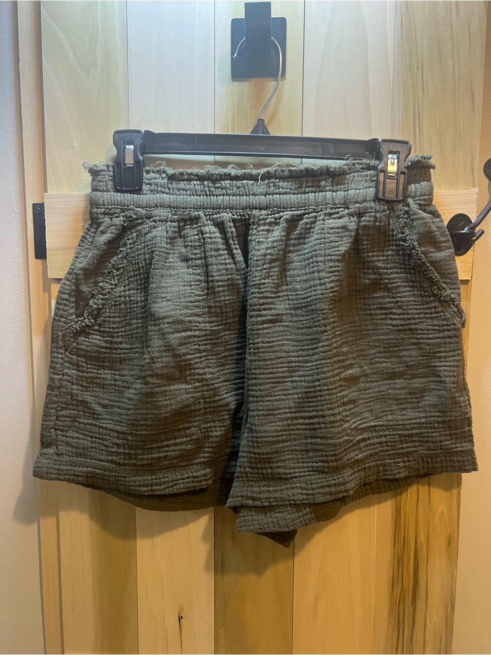 aerie Olive Textured High-Waist Pull-On Shorts